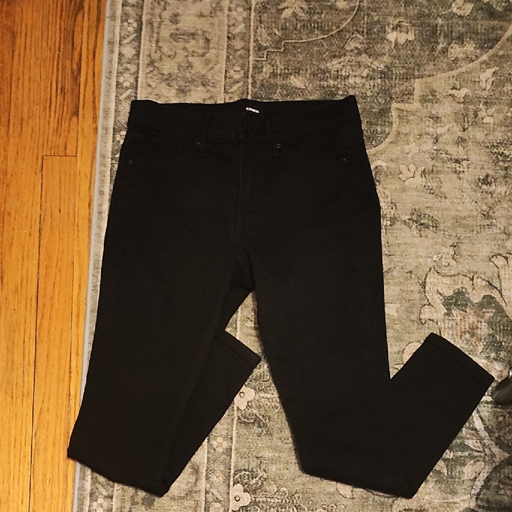 Express Black Skinny Mid-rise Jeans